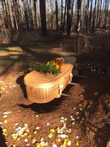 Heritage Acres in Cincinnati will allows coffins for green burial, such as this woven coffin.